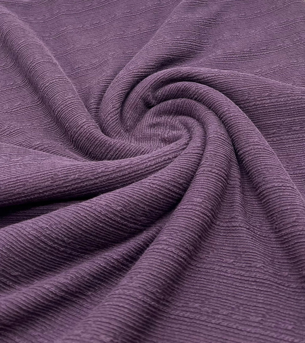 Plum Soft Striped Textured Stretch Fabric