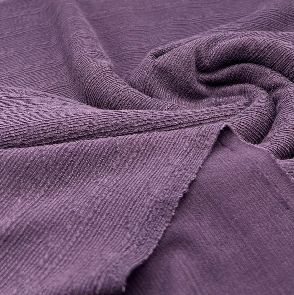 Plum Soft Striped Textured Stretch Fabric