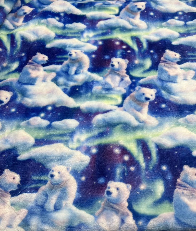 Polar Bears Cuddle Fleece Fabric Blanket Loungewear