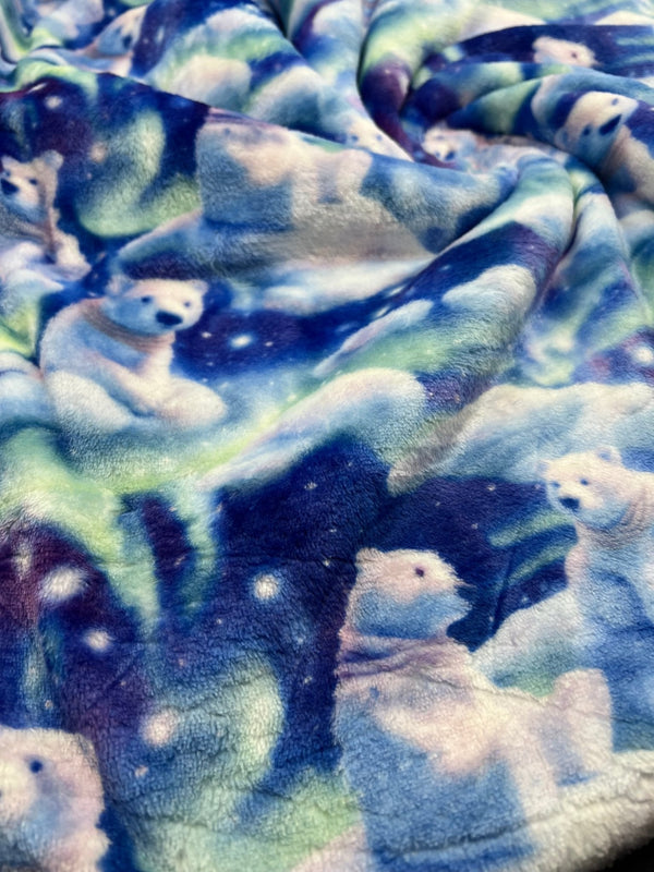 Polar Bears Cuddle Fleece Fabric Blanket Loungewear