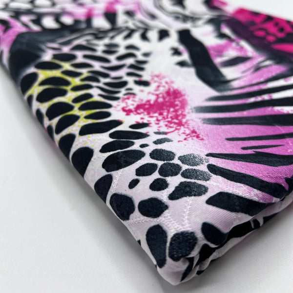 Purple Animal Mix Print Soft Touch 4 Way Stretch Fabric