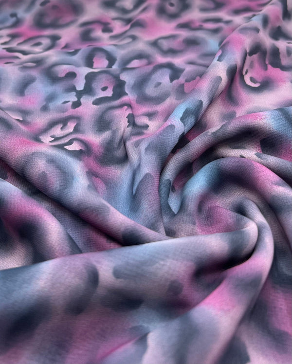 Purple Animal Mix Printed Chiffon Dress Fabric