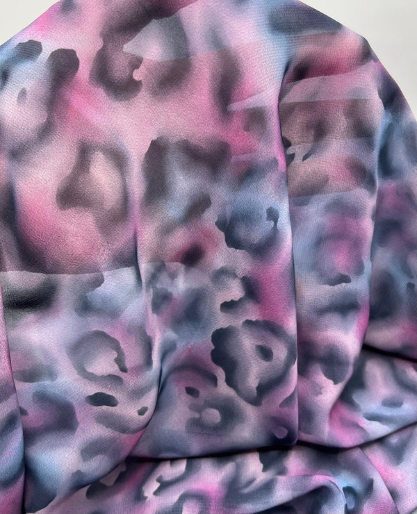 Purple Animal Mix Printed Chiffon Dress Fabric