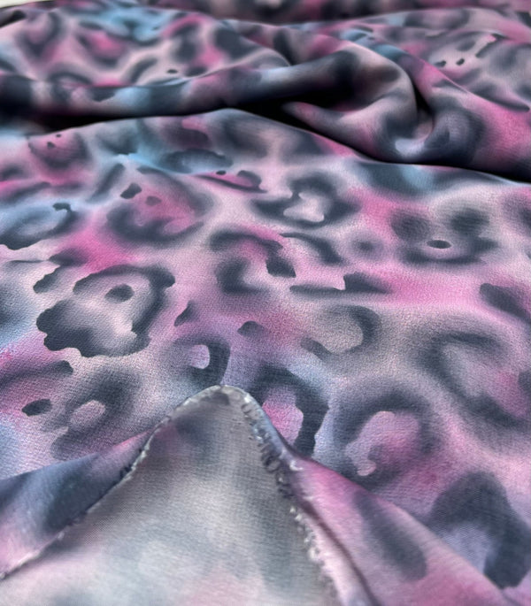 Purple Animal Mix Printed Chiffon Dress Fabric