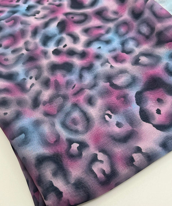 Purple Animal Mix Printed Chiffon Dress Fabric