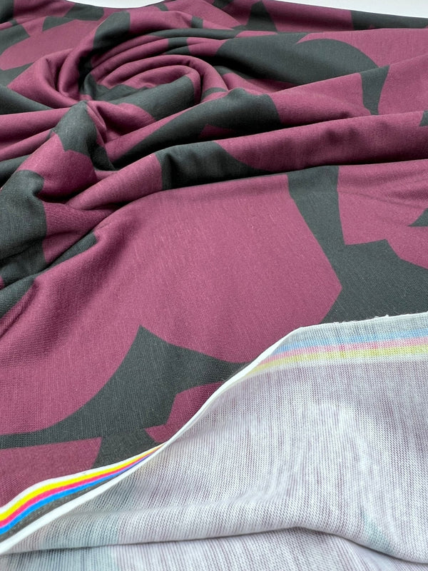 Purple Black Spun Poly Stretch Fabric