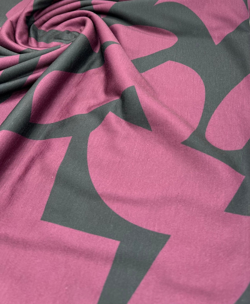 Purple Black Spun Poly Stretch Fabric