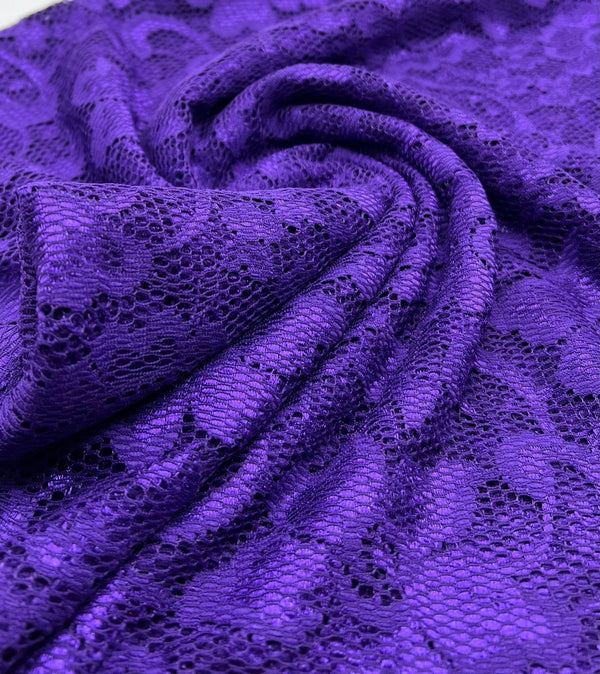 Purple Floral Lace Fabric Stretch