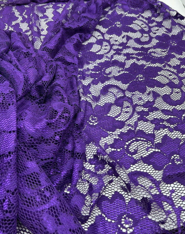 Purple Floral Lace Fabric Stretch