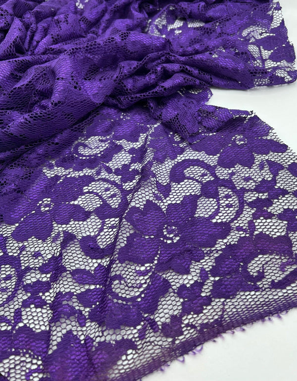 Purple Floral Lace Fabric Stretch