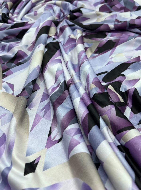 Purple Geo Print Soft Touch Stretch Fabric