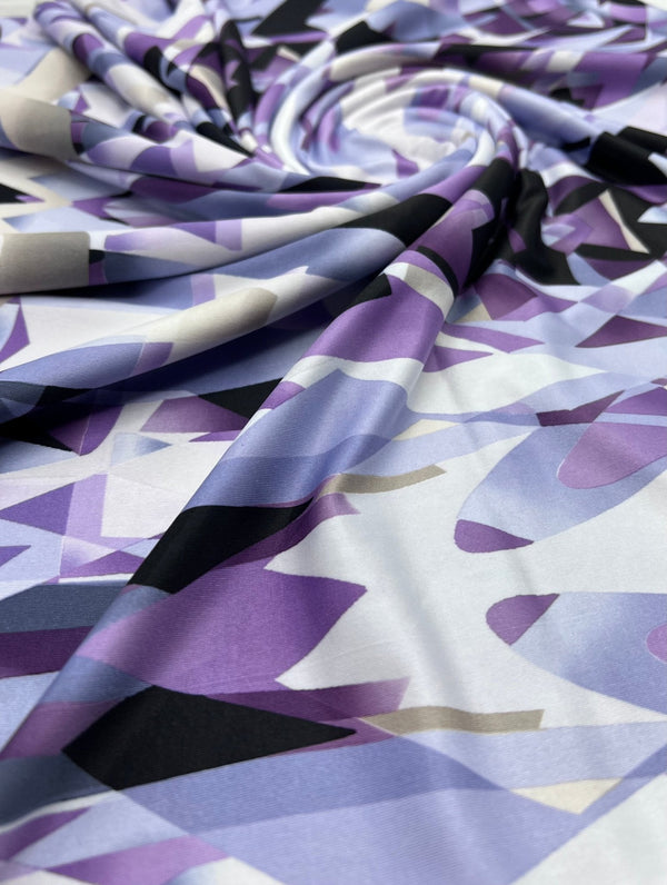 Purple Geo Print Soft Touch Stretch Fabric