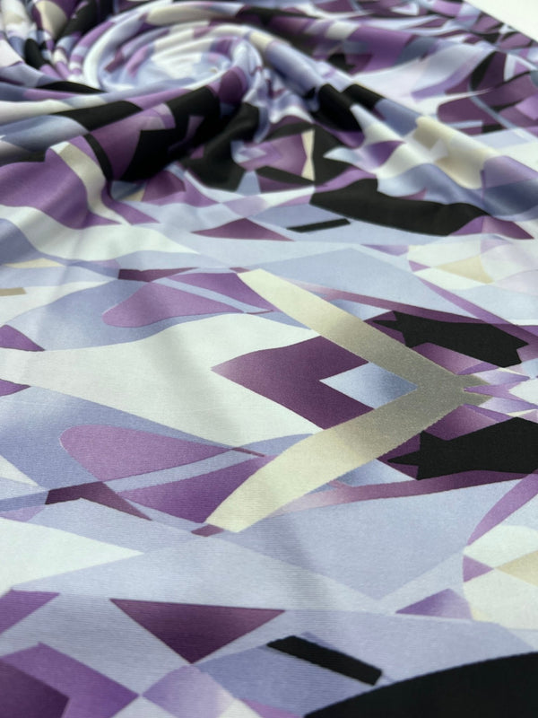Purple Geo Print Soft Touch Stretch Fabric