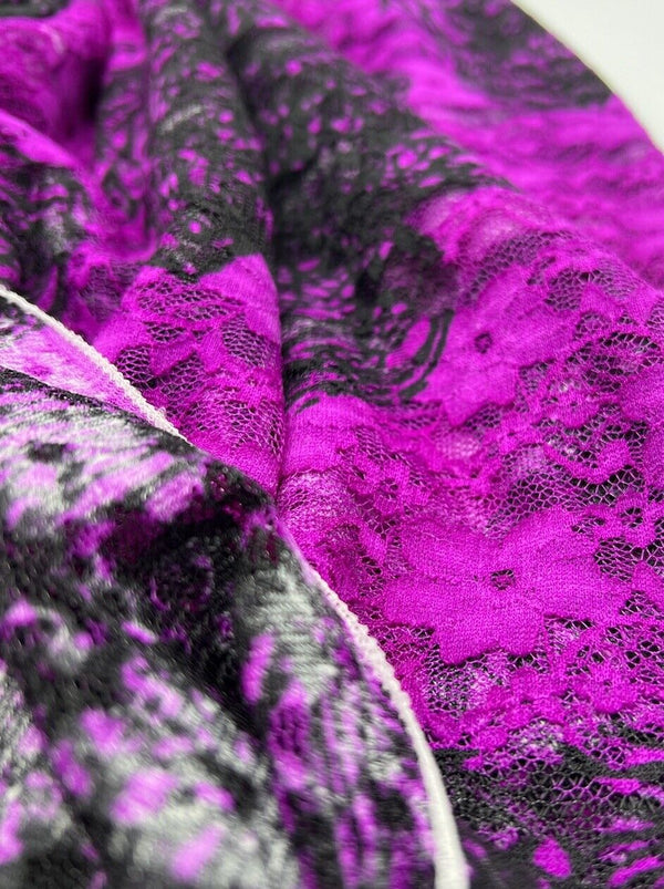 Purple Mix Floral Lace Fabric Stretch