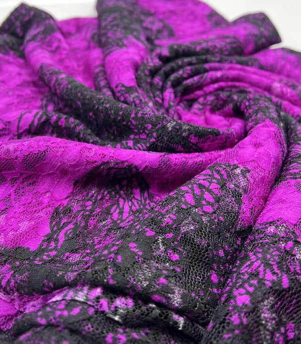 Purple Mix Floral Lace Fabric Stretch