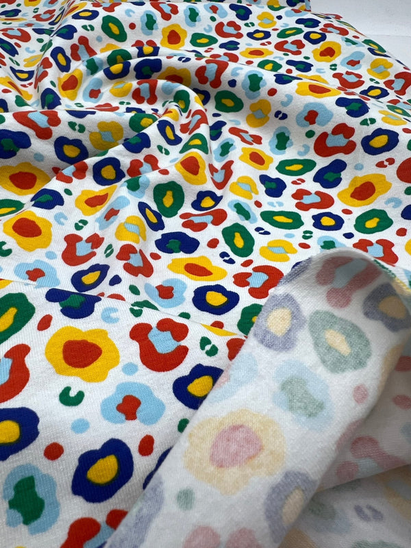 Rainbow Leopard Cotton Stretch Jersey 200 GSM 95/5 Lycra 4 Way Stretch