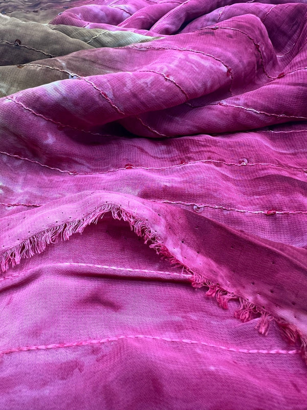 Red Brown Sequin Lightweight Non Stretch Woven Fabric