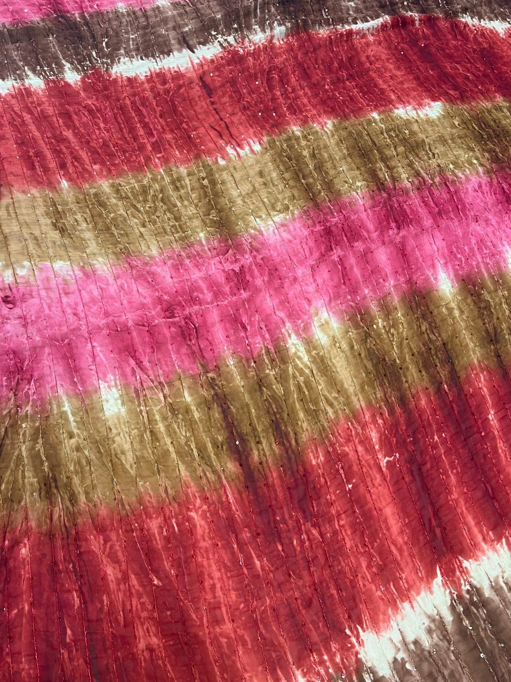 Red Brown Sequin Lightweight Non Stretch Woven Fabric
