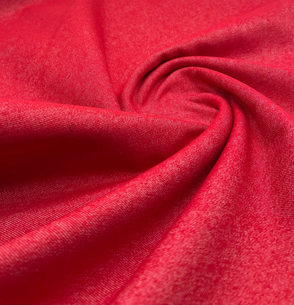 Red Plain Washed Stretch Denim 280GSM