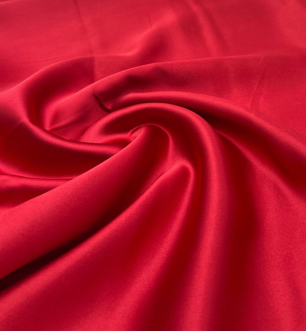 Red Recycled Satin 160GSM Dress Craft Non Stretch Fabric