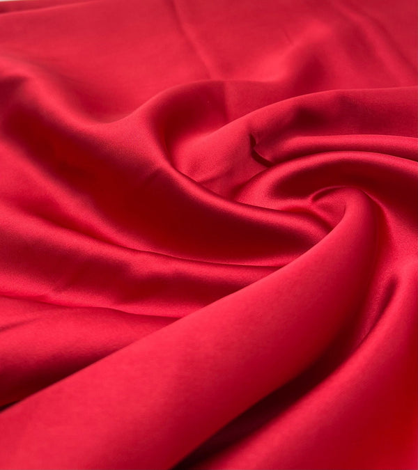 Red Recycled Satin 160GSM Dress Craft Non Stretch Fabric
