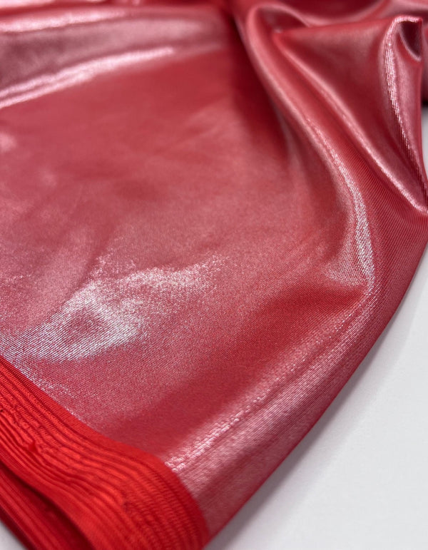 Red Shiny Foil Swimwear / Sportswear 4 Way Stretch Fabric