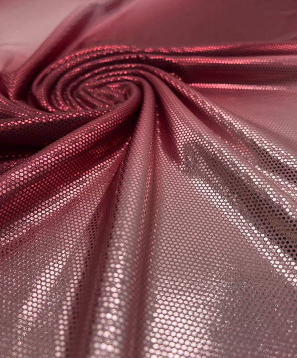 Red Silver Shiny Sequin Soft Touch 2 Way Stretch Fabric