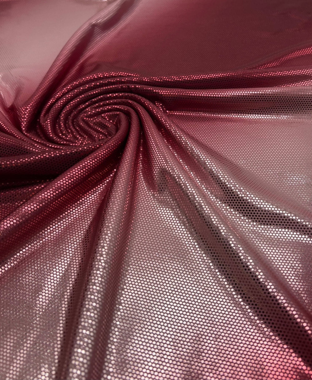 Red Silver Shiny Sequin Soft Touch 2 Way Stretch Fabric