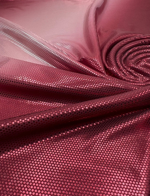 Red Silver Shiny Sequin Soft Touch 2 Way Stretch Fabric