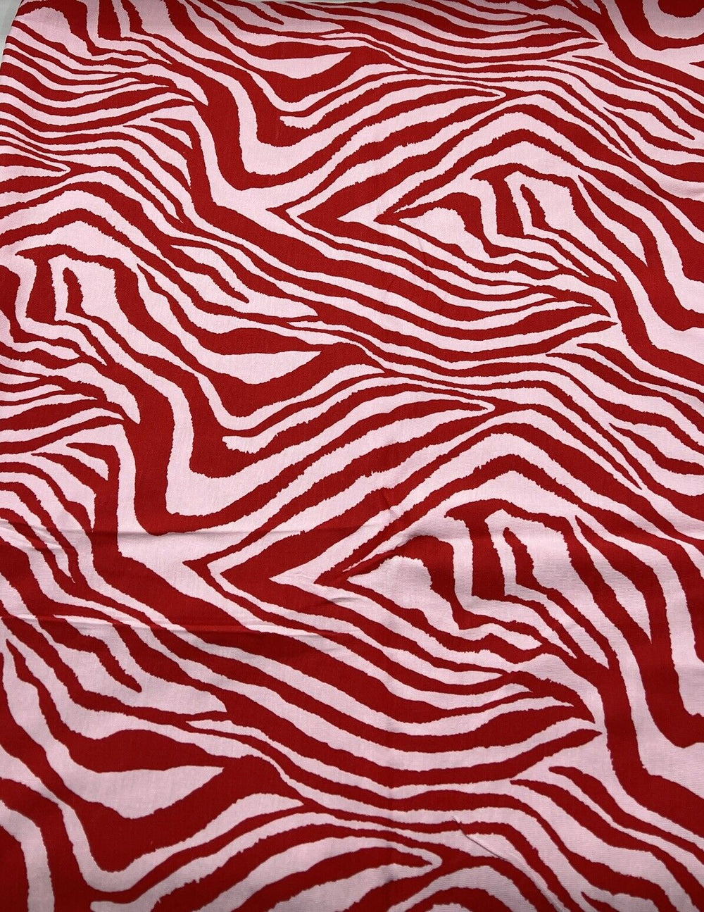 Red Soft Pink Zebra Print Viscose Elastane Fabric