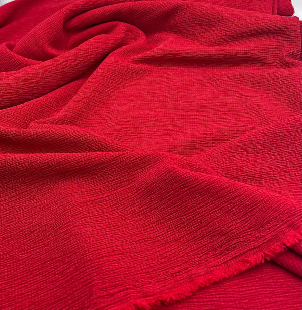 Red Textured Tree Bark Stretch Dress Craft Fabric