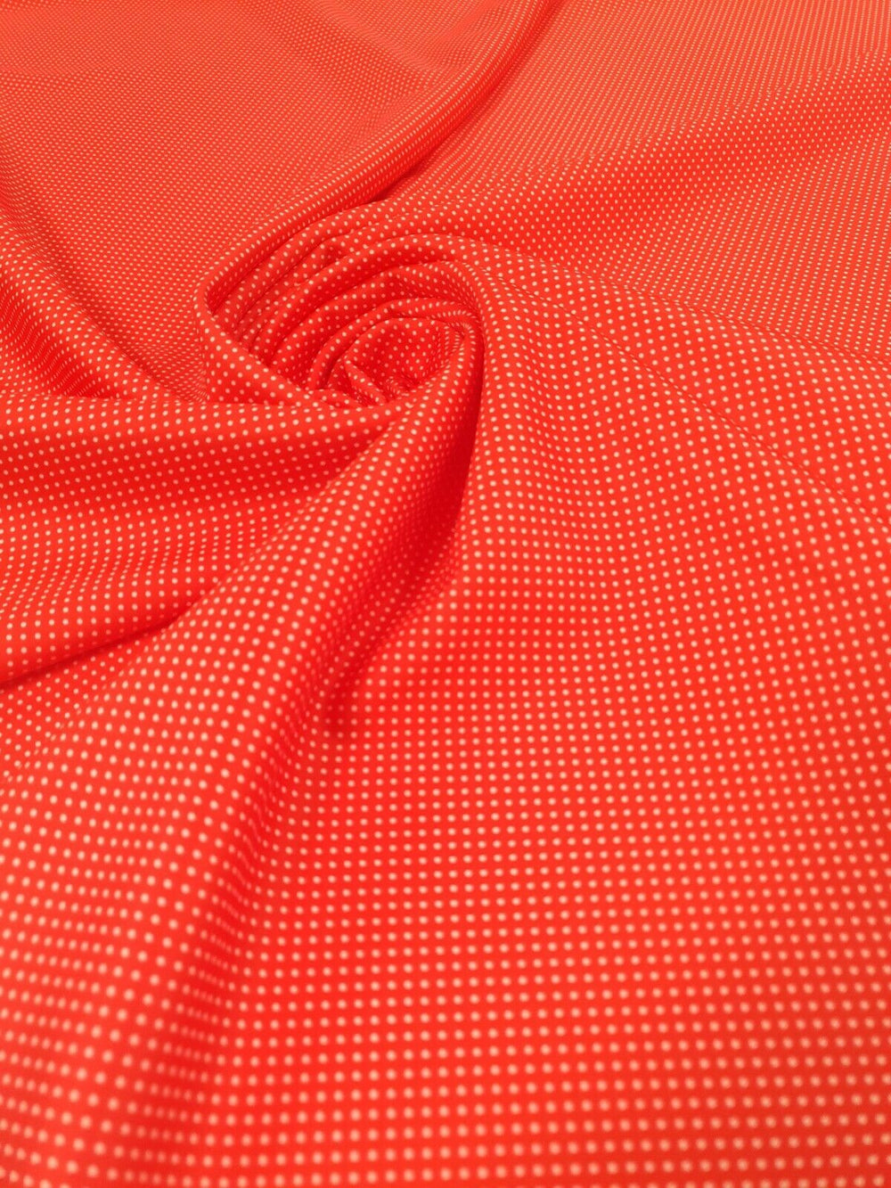 Red White Polka Dot Plain Scuba 4 Way Stretch Jersey Fabric