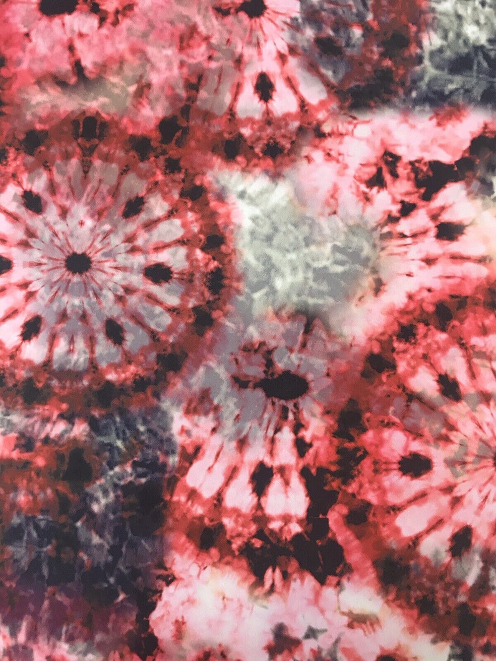 Red Black White Tie Dye Printed Scuba Crepe Jersey Fabric 4 Way Stretch