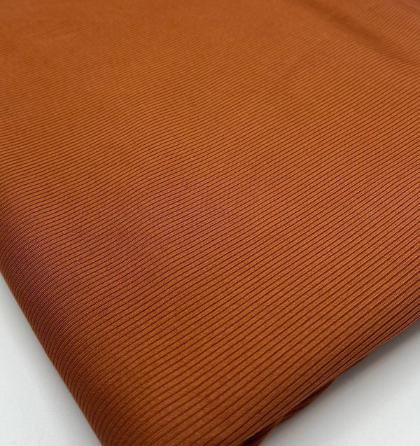 Rust 2X1 Fine Rib Stretch Fabric
