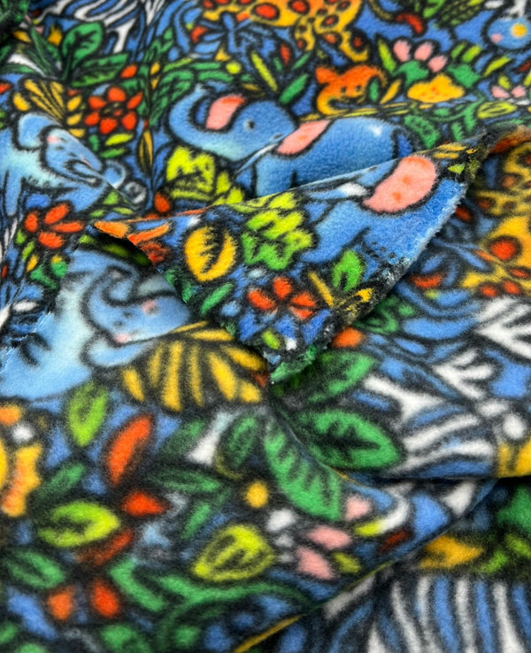 Safari Animals Printed Anti-Pil Polar Fleece Fabric Blanket Loungewear