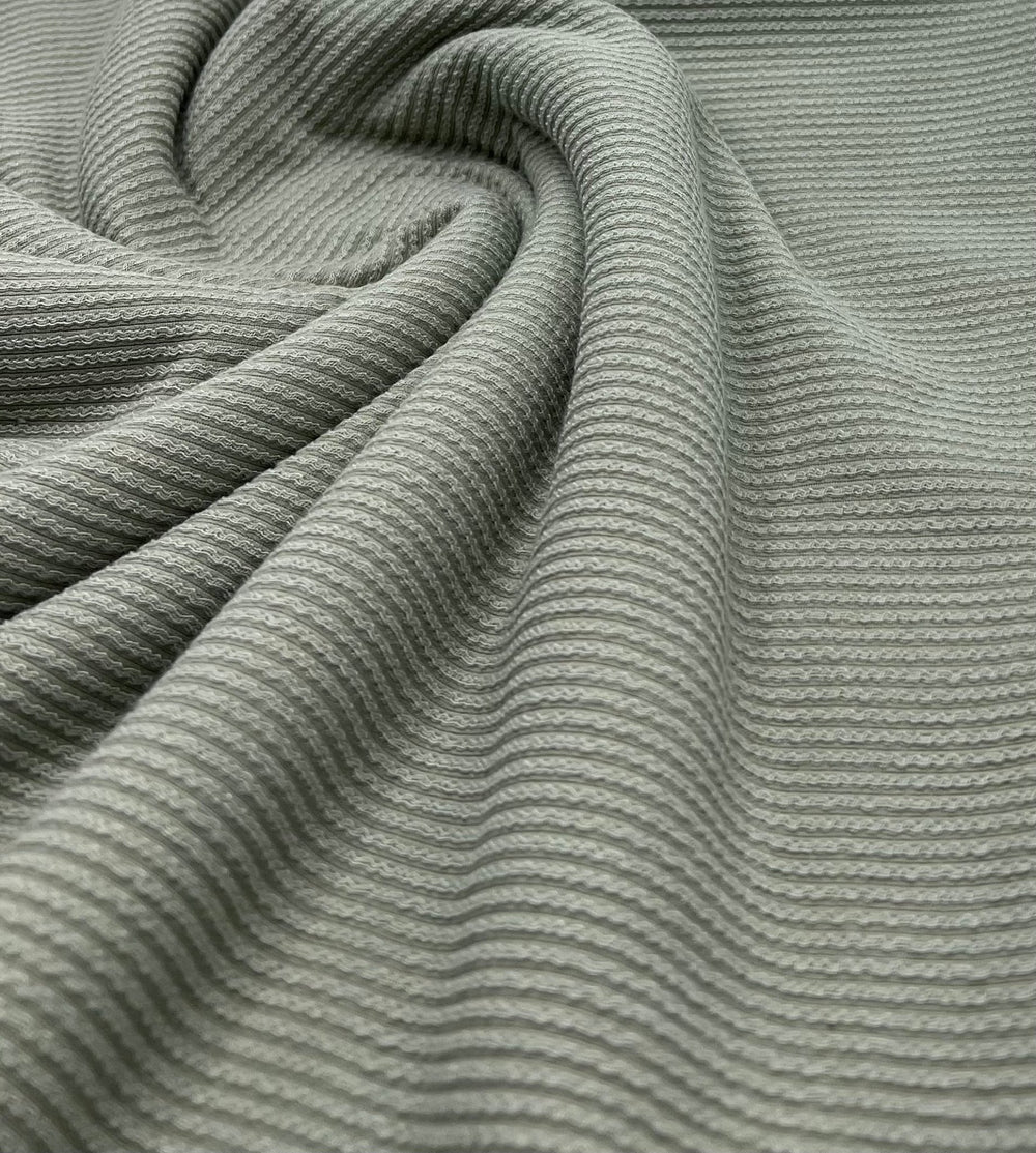 Sage Crinkle Rib Stretch Fabric