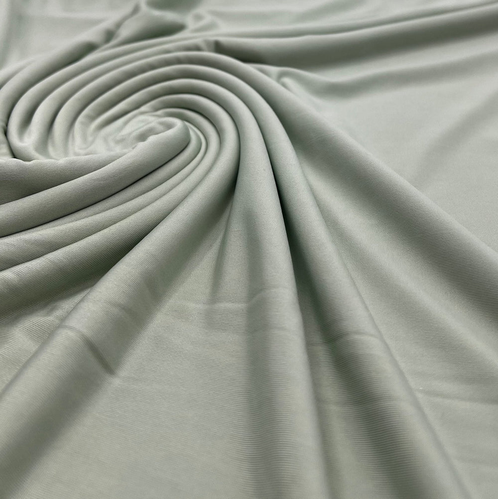 Sage Green Plain Shiny Soft Touch Slinky 4 Way Stretch Fabric
