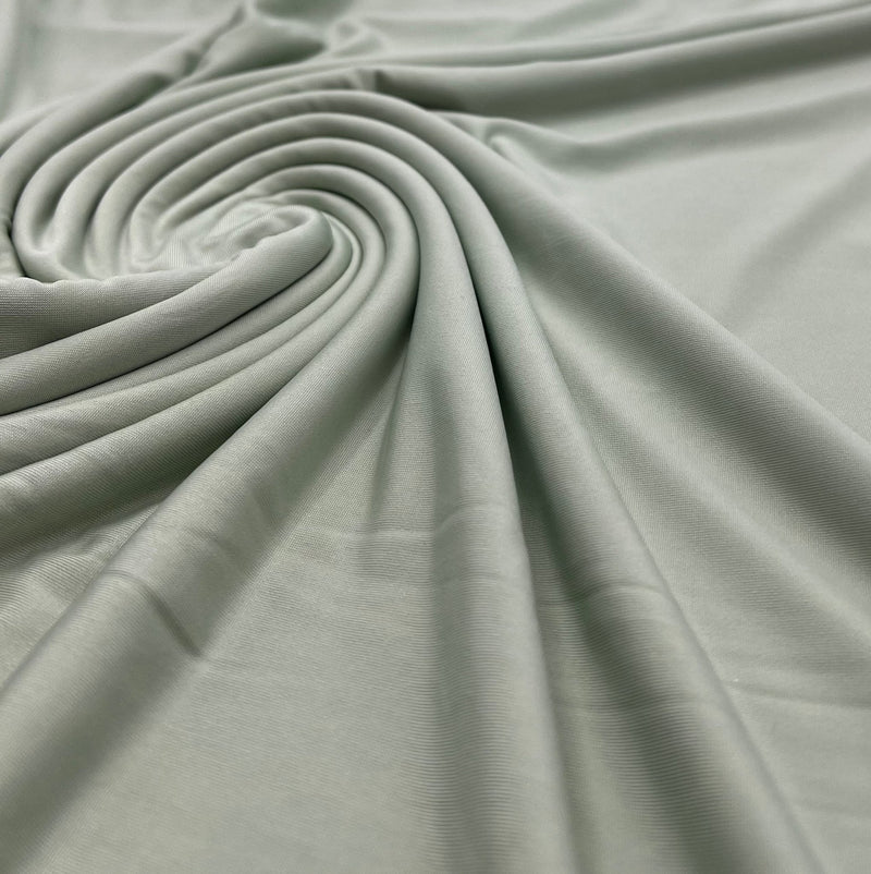 Sage Green Plain Shiny Soft Touch Slinky 4 Way Stretch Fabric