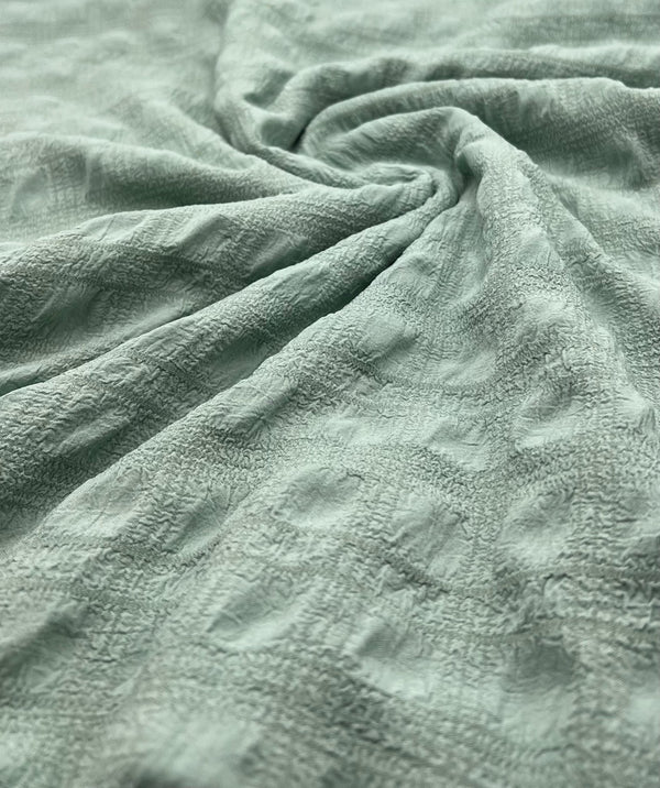 Sage Green Textured Bubble Non Stretch Fabric