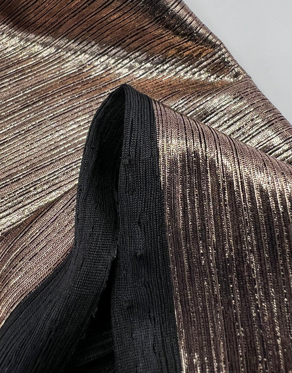 Shiny Bronze Metallic Foil Rib Fabric