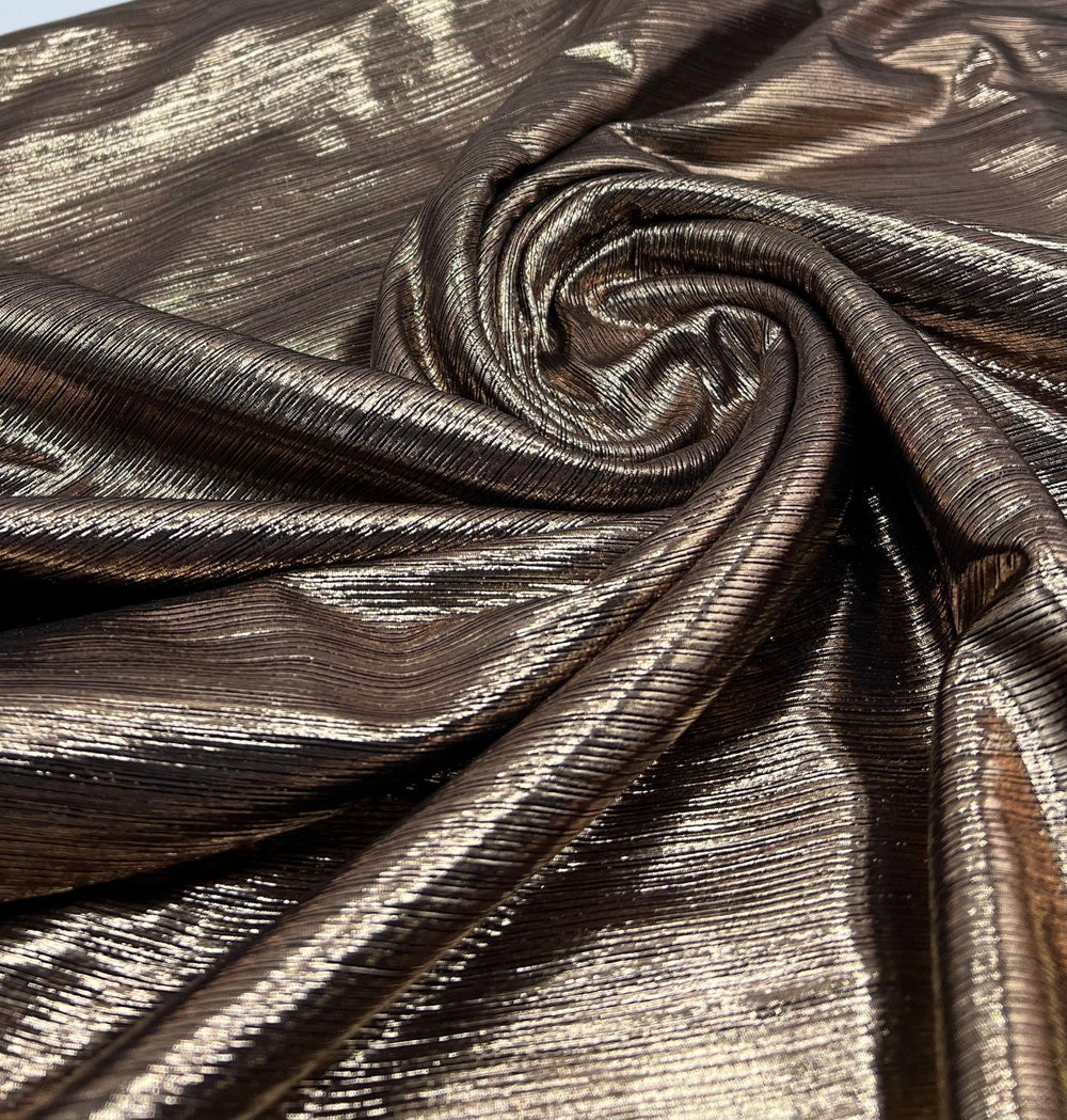Shiny Bronze Metallic Foil Rib Fabric