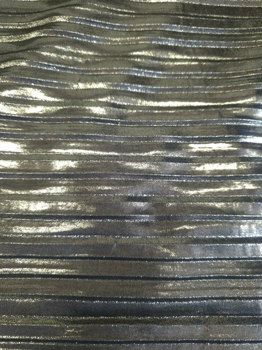 Silver Metallic Plisse Pleated Stretch Fabric