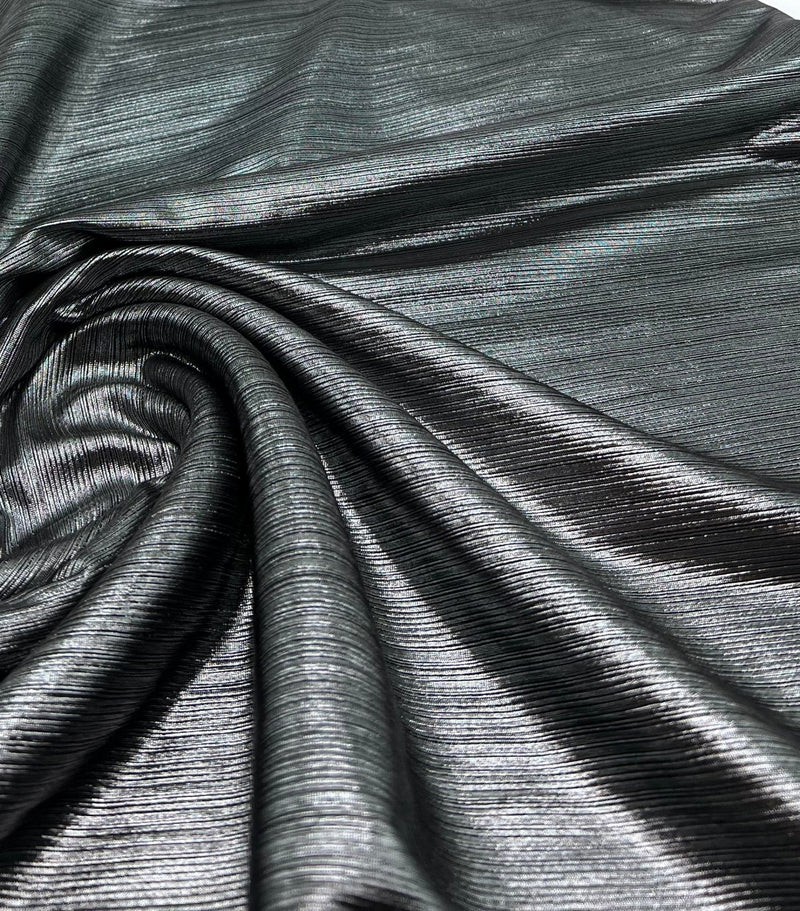 Silver Metallic Stretch Foil Rib Fabric