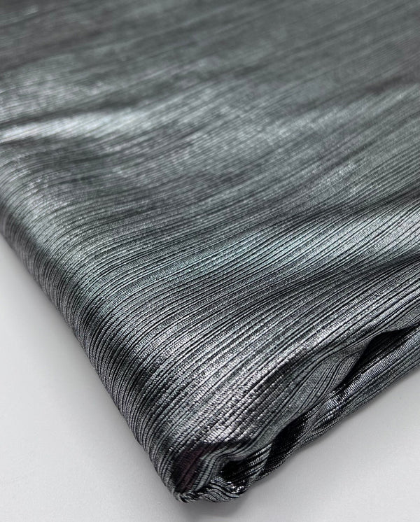 Silver Metallic Stretch Foil Rib Fabric