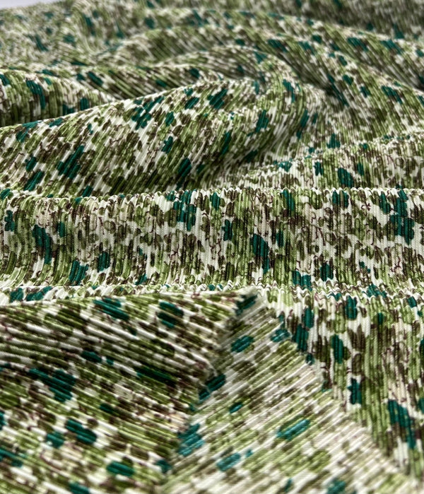 Small Camo Mix Print Plisse Pleated Stretch Fabric