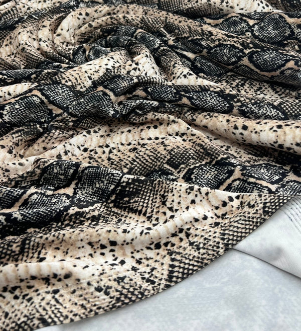 Snake Stone Print Velour Spandex Stretch Fabric