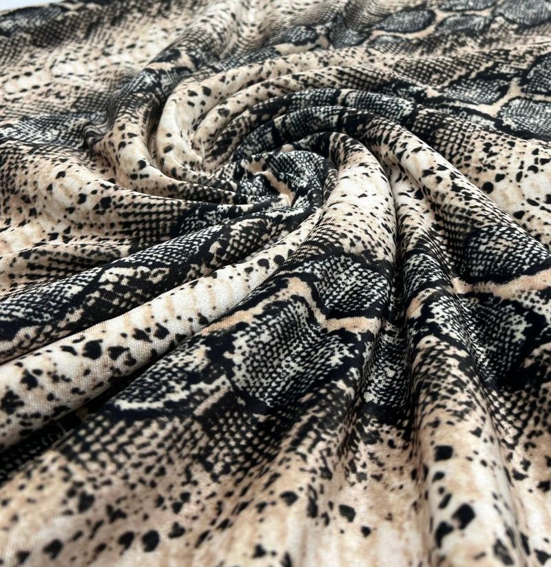 Snake Stone Print Velour Spandex Stretch Fabric