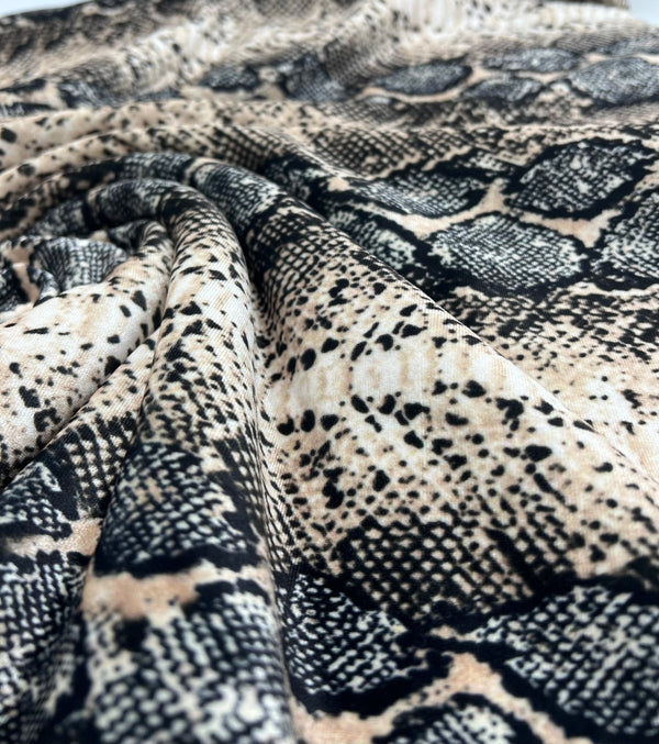 Snake Stone Print Velour Spandex Stretch Fabric