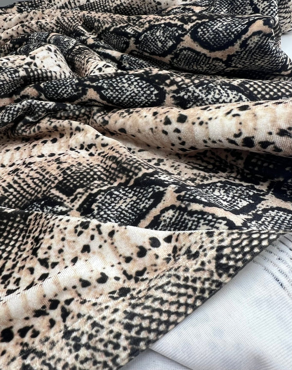 Snake Stone Print Velour Spandex Stretch Fabric