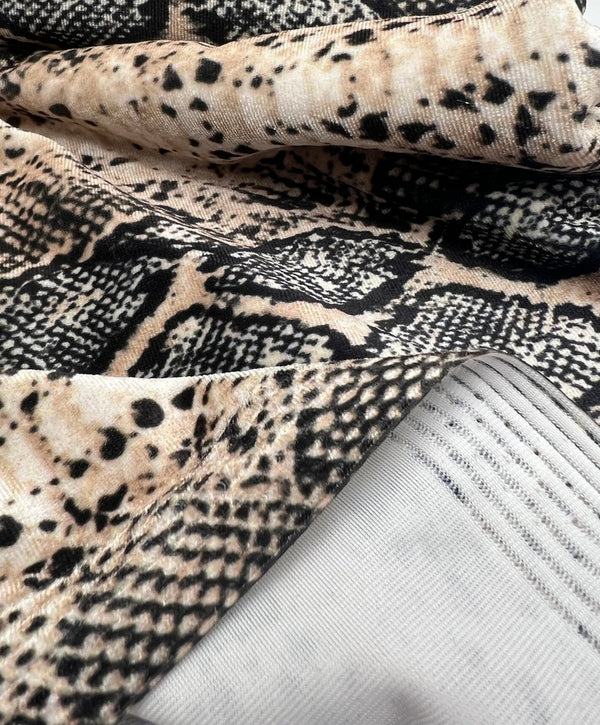 Snake Stone Print Velour Spandex Stretch Fabric